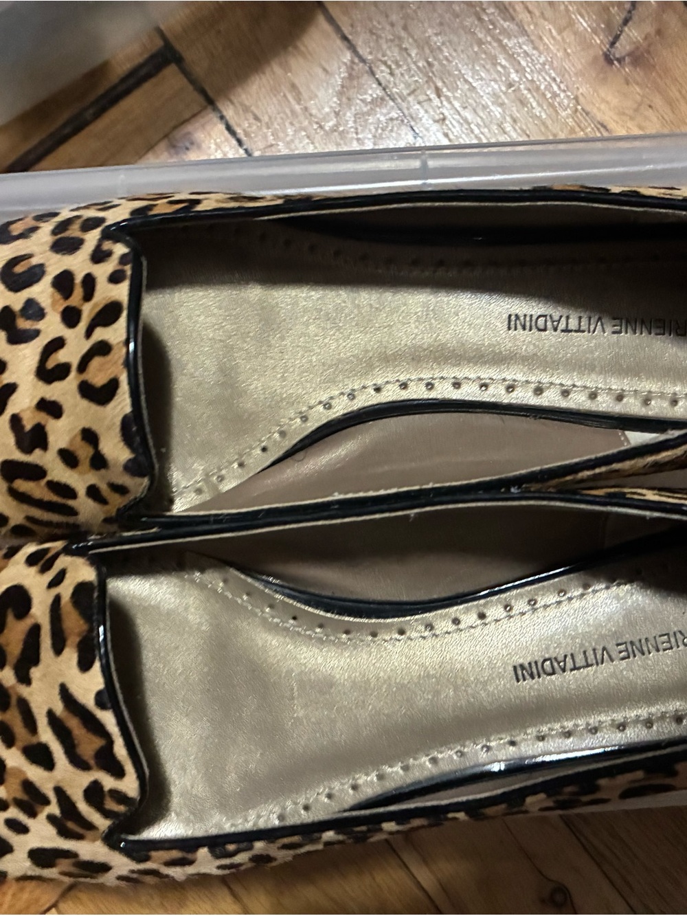 Adrienne Vittadini Leopard-Print Slip-On Flats in Tan and Black